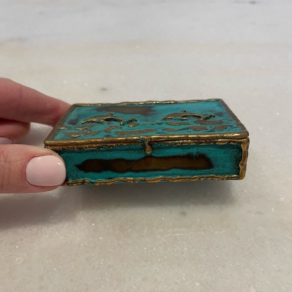 Brass Dolphin Trinket Box from Mexico - Picture 3 of 6